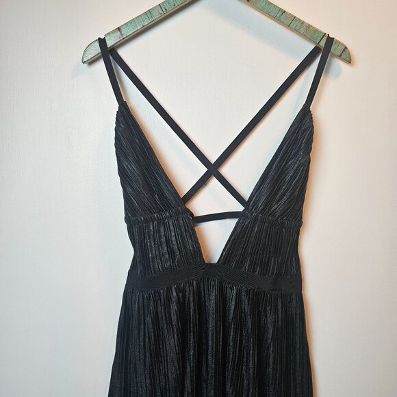 Dannijo All Over Pleated Noir Plunge Neck Mini Dress, USA Made, Med, NWT - Picture 7 of 9